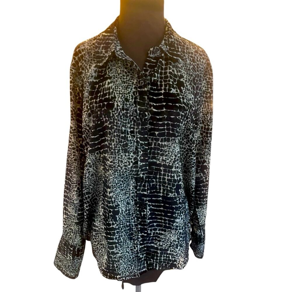 Y2K Velvet Burnout Textured Snakeskin Print Statement Top L Glam Boho Vamp Disco